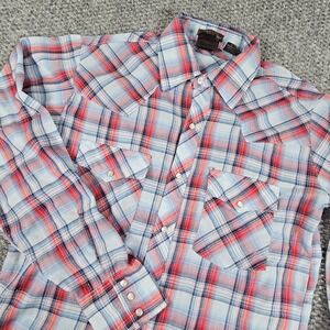 Vintage Outlaw Western Wear Plaid Pearl Snap Long Sleeve Cowboy Shirt Mens